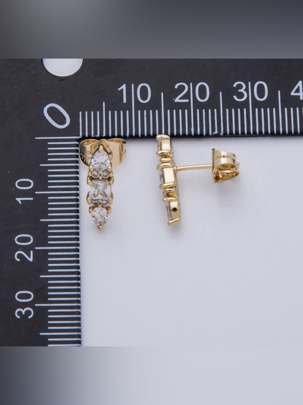 14K Gold Filled 16mm Clear
Baguette Teardrop Cz Stud Earrings - Picture 3 of 4
